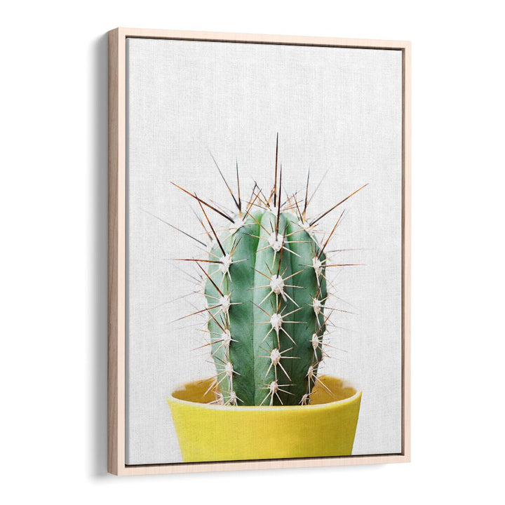 Bright SPIKEY CACTUS in a yellow pot, perfect for enhancing indoor spaces with FLORAL FLOWER PAINTINGS.