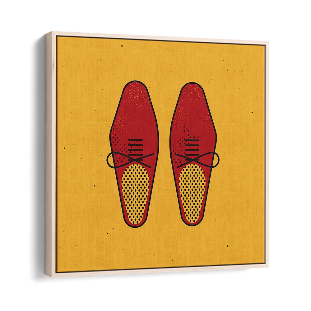 Stylish artwork featuring THE RED SHOES, FASHION POSTERS on a vibrant yellow background for trendy decor.