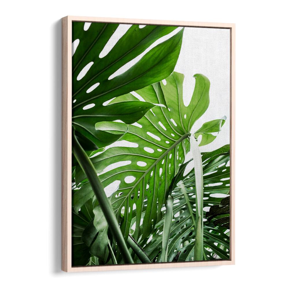 Lush green leaves of JUNGLE, FLORAL FLOWER PAINTINGS bring a touch of nature's beauty to your space.