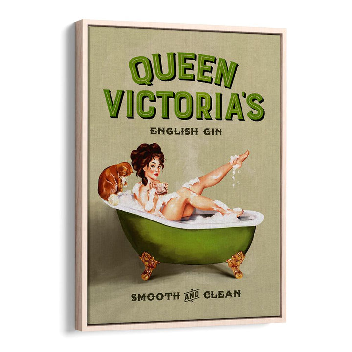 Charming QUEEN VICTORIA, PORTRAITS artwork featuring a vintage pinup girl in a bath, perfect for elegant decor.