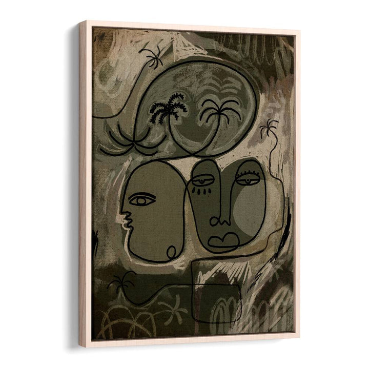 Boho art paintings featuring abstract faces and palm motifs, perfect to UNWIND ALONG THE PALM PATH in your space.