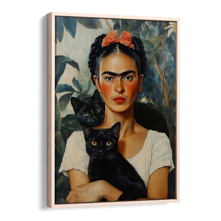 Whimsical FRIDA AND CATS, ALTERED ART PRINTS by Dikhotomy blend artistry and feline charm for unique decor.