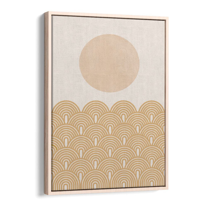 Stylish RETRO SUMMER, BOHO ART PAINTINGS from The Miuus Studio, featuring a warm sun and elegant wave design.