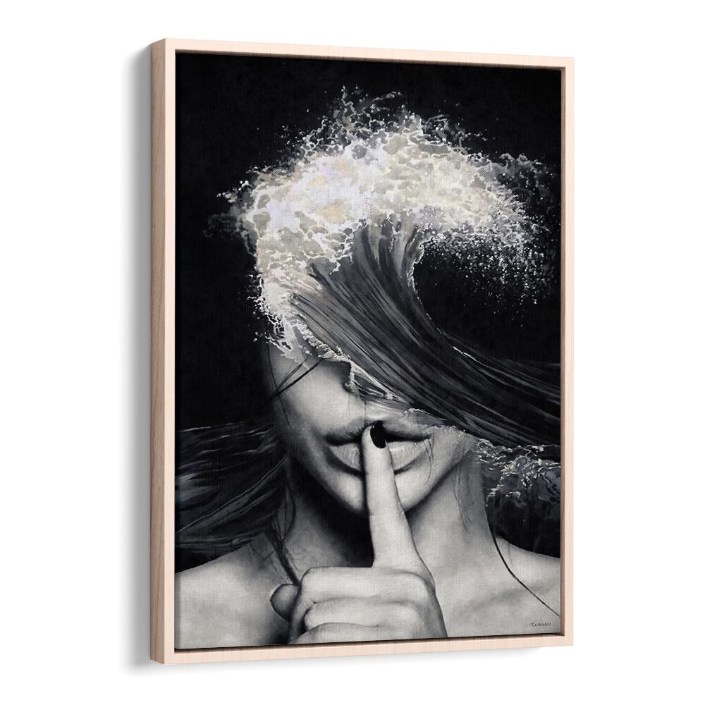 Surreal art print "SECRETS AND WAVES" by Underdott combines mystery and beauty in a captivating design.