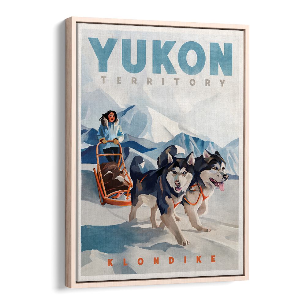YUKON POSTER, TRAVEL POSTERS showcasing a sled dog team in a stunning Yukon landscape, perfect for travel enthusiasts.