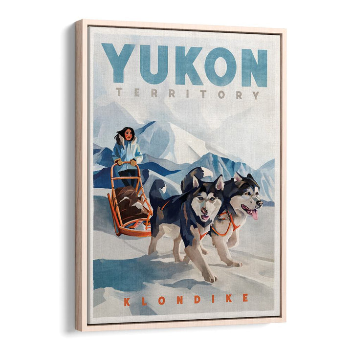 YUKON POSTER, TRAVEL POSTERS showcasing a sled dog team in a stunning Yukon landscape, perfect for travel enthusiasts.