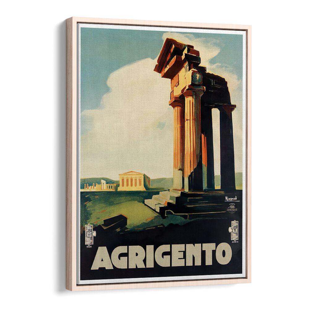 Stunning AGRIGENTO, VINTAGE TRAVEL POSTERS showcasing iconic ruins, perfect for adding charm to your home decor.