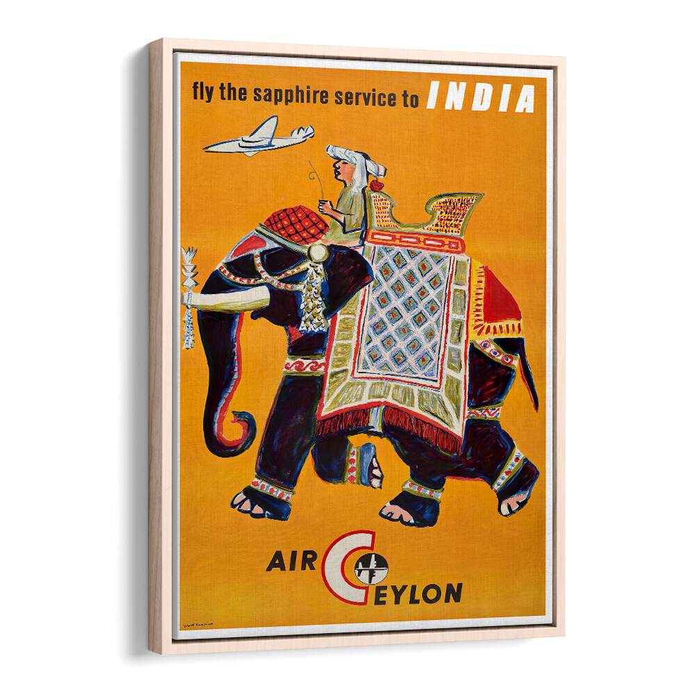 Colorful AIR CEYLON Vintage Travel Posters featuring an elephant and a traveler, perfect for nostalgic decor.
