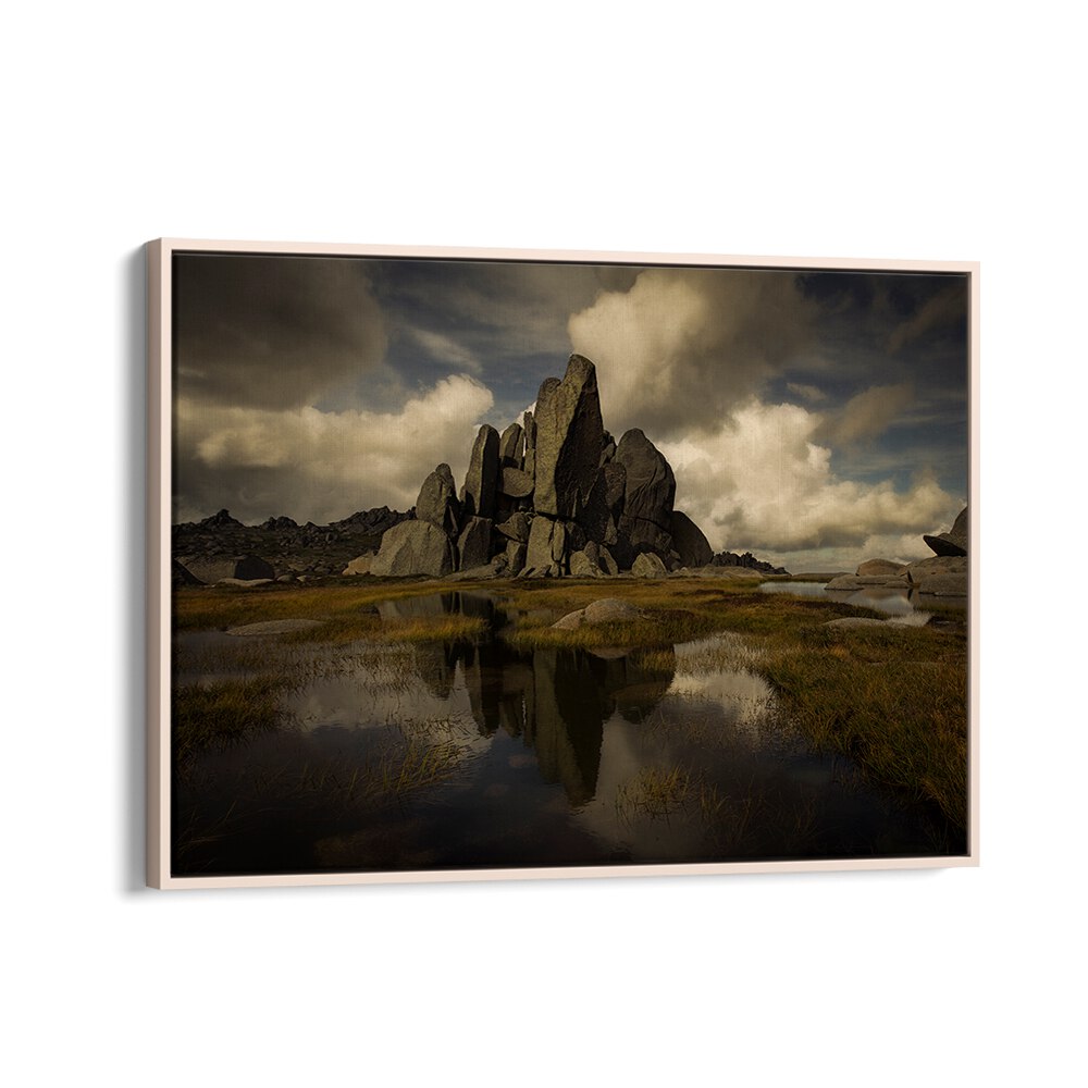 Majestic rocky landscape reflecting in calm waters from our STANDING ALONE, PHOTOGRAPHY PRINTS collection.