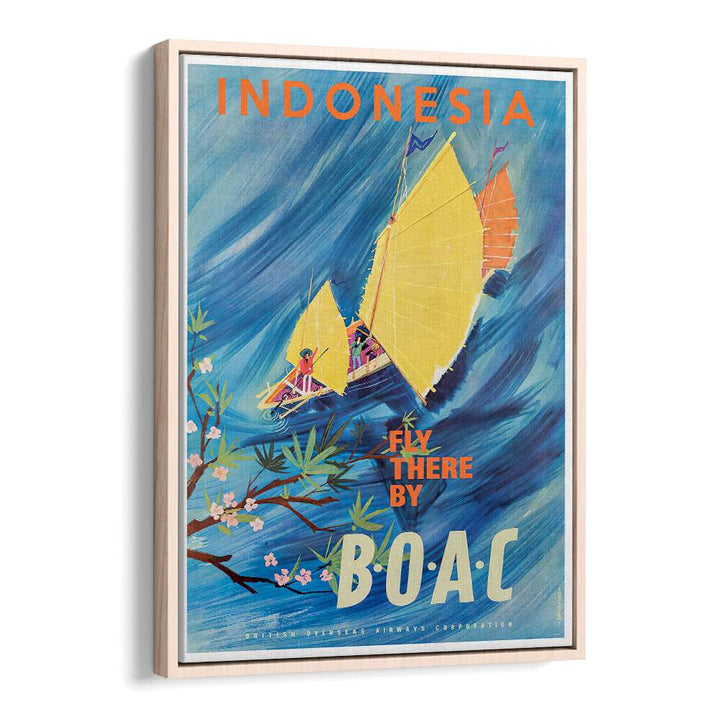 Captivating INDONESIA I , VINTAGE TRAVEL POSTERS featuring vibrant colors and traditional sailing boats. Perfect decor!