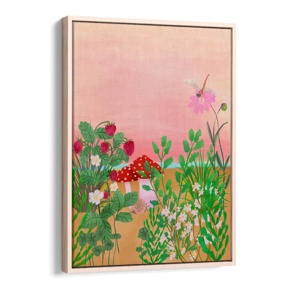 Vibrant WILD STRAWBERRY TRAIL, FLORAL FLOWER PAINTINGS capturing nature's beauty for a charming home decor.