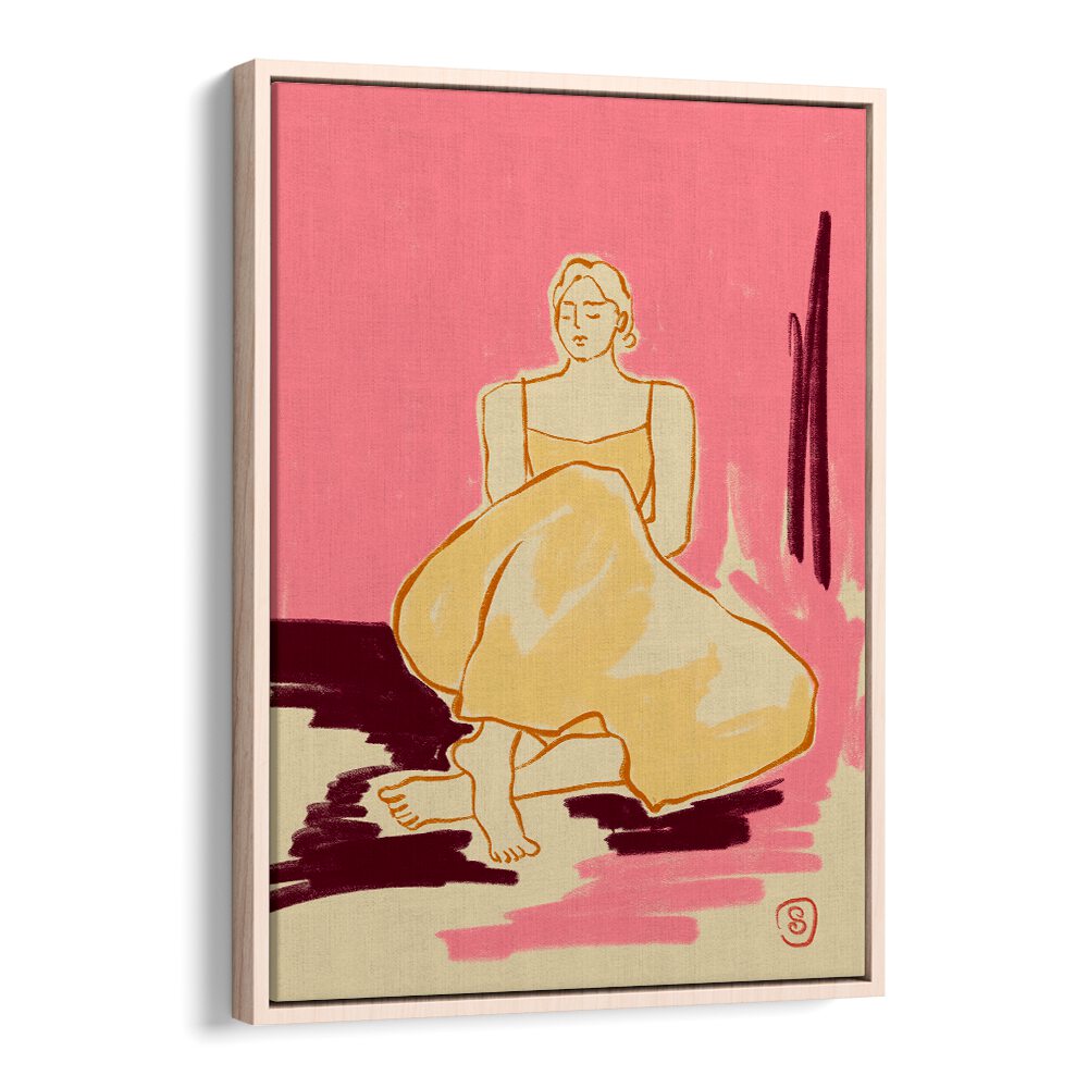 Stunning PINK DREAM, VIBRANT art print featuring a serene figure, perfect for adding energy to any space.