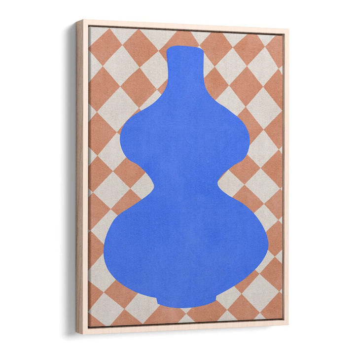 Vibrant blue vase design on a geometric background in TRIBAL SHAPES VI, GEOMETRIC ART PRINTS for stylish decor.