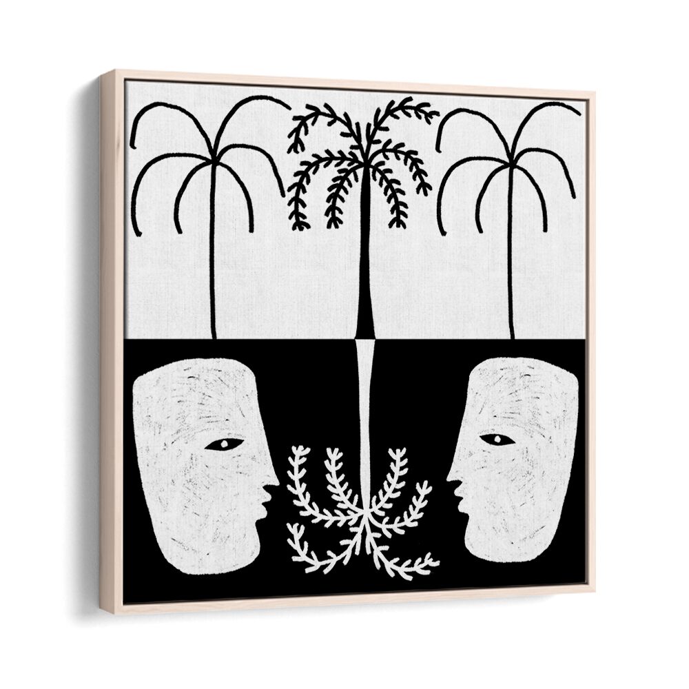 Stylish YEARNING II, BOHO ART PAINTINGS featuring abstract faces and palm trees, perfect for modern decor.