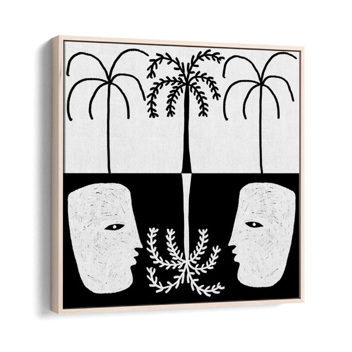 Stylish YEARNING II, BOHO ART PAINTINGS featuring abstract faces and palm trees, perfect for modern decor.