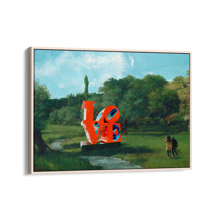 Captivating landscape featuring "The Love Found, Altered Art Prints" showcasing a vibrant love sculpture in nature.