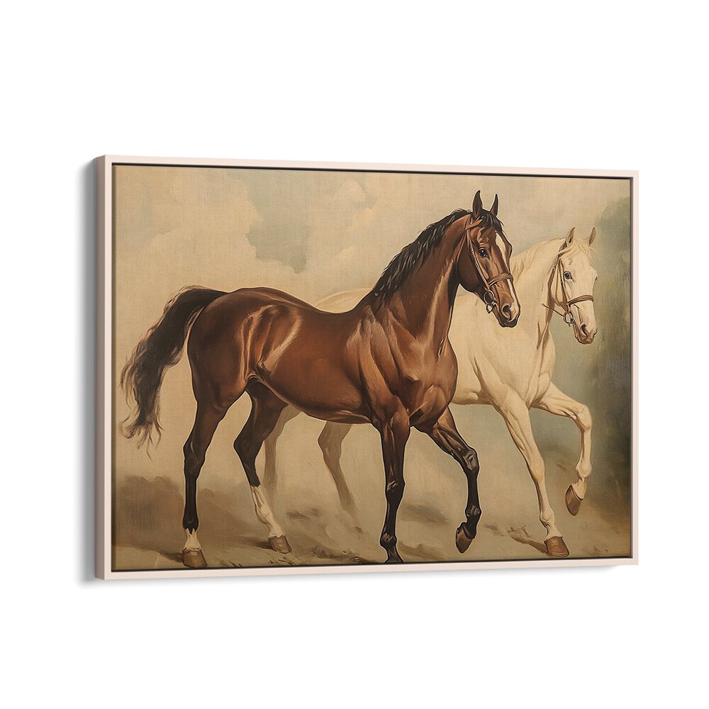 Stunning DUO HORSES GALLOPING artwork captures equine beauty and freedom, perfect for animal art enthusiasts.