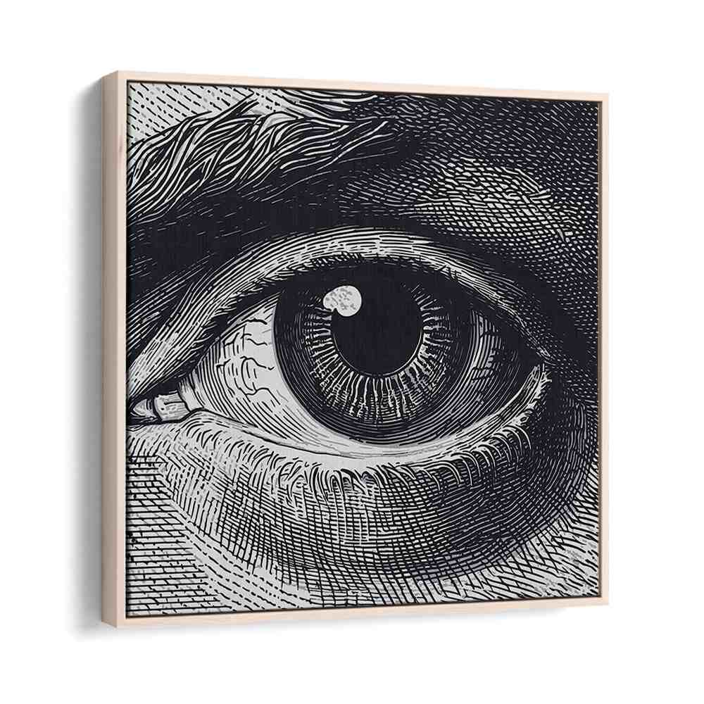 Elevate your space with BENJI, SURREAL ART PRINTS, featuring a captivating eye design in a stylish frame.