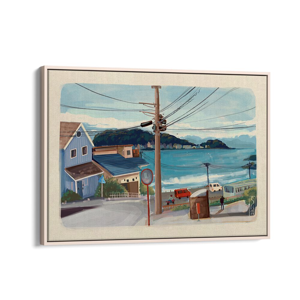 Stunning JAPAN CITY, TRAVEL POSTERS featuring a coastal scene, perfect for enhancing your home decor.