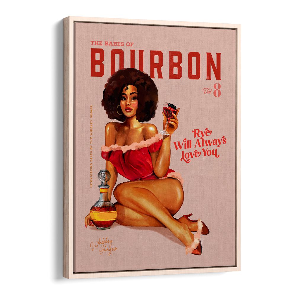 Vintage pinup art featuring an Afro beauty, perfect for BOURBON BABES II, BAR & CAFE décor. Transform your space!