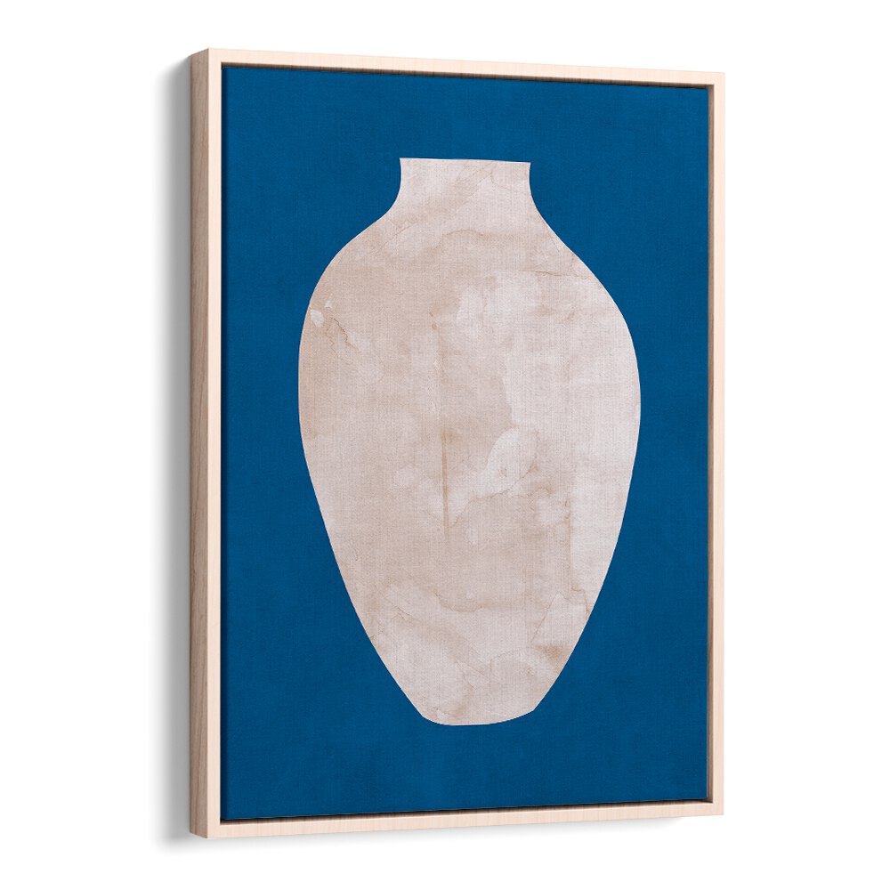Bold blue and cream vase artwork, perfect for modern decor, showcasing TRIBAL SHAPES I, GEOMETRIC ART PRINTS.