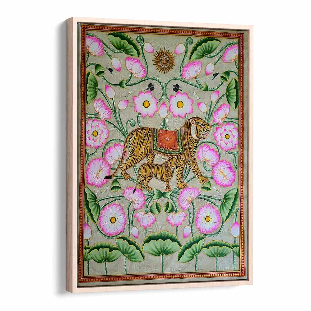 Vibrant TIGRESS WITH CUB, INDIAN ART PAINTINGS showcasing maternal beauty and strength in stunning detail.