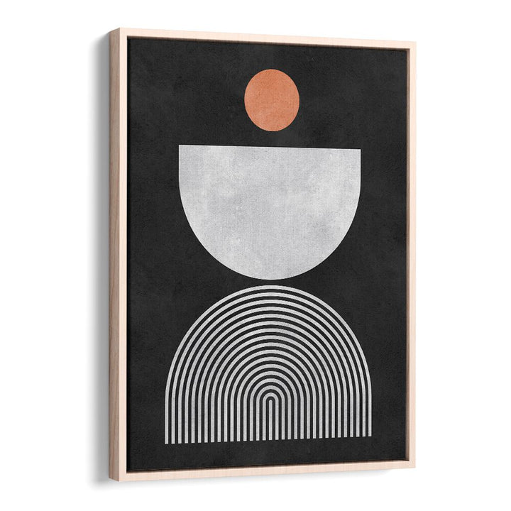 Stylish LINES AND CIRCLES X, BOHO ART PAINTINGS featuring geometric shapes on a black background for modern decor.