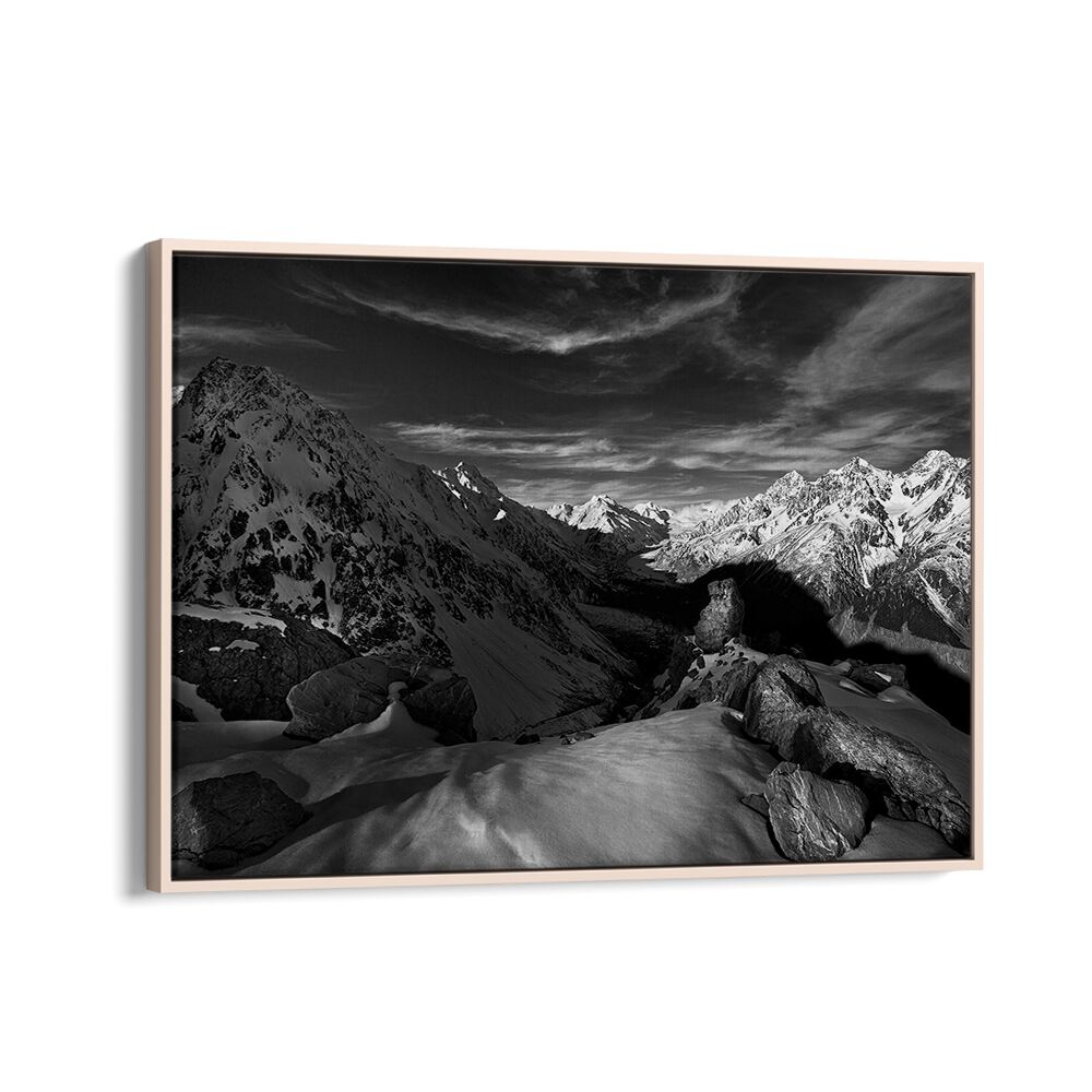 Stunning black and white mountain landscape showcasing the SPECTRUM OF LIGHT, PHOTOGRAPHY PRINTS for nature lovers.