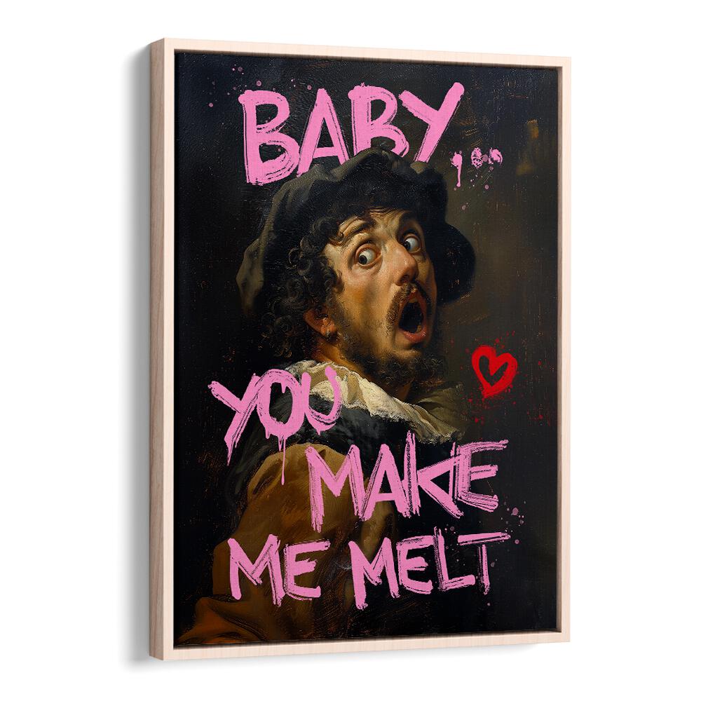 Colorful altered art print "BABY YOU MAKE ME MELT," by Dikhotomy, adds warmth and creativity to any space.