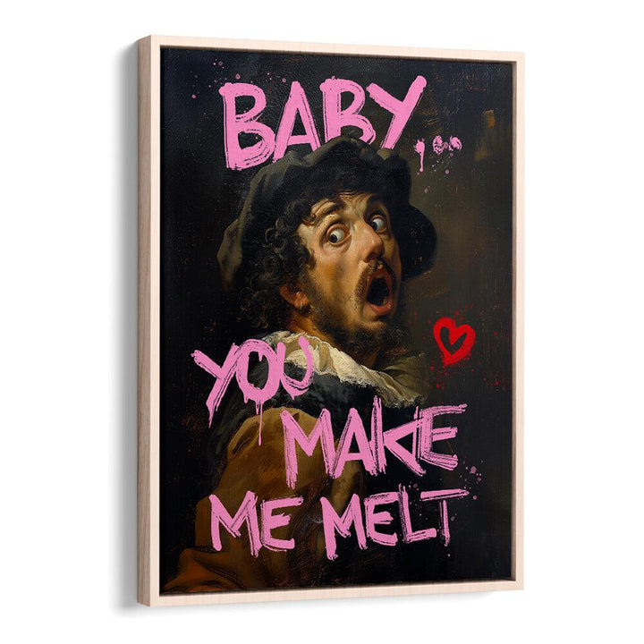 Colorful altered art print "BABY YOU MAKE ME MELT," by Dikhotomy, adds warmth and creativity to any space.