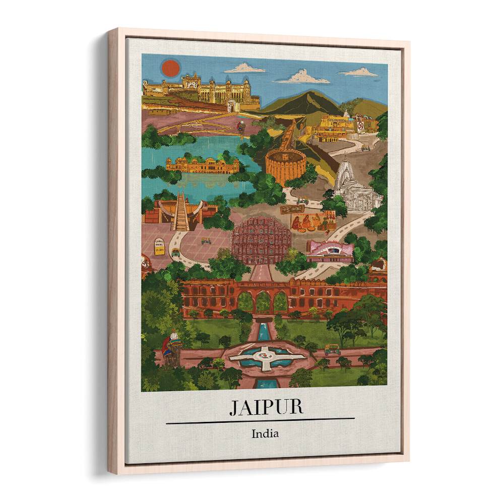 Colorful Jaipur Travel Posters by Saumya Agarwal showcase the vibrant beauty of the Pink City, perfect for any decor.