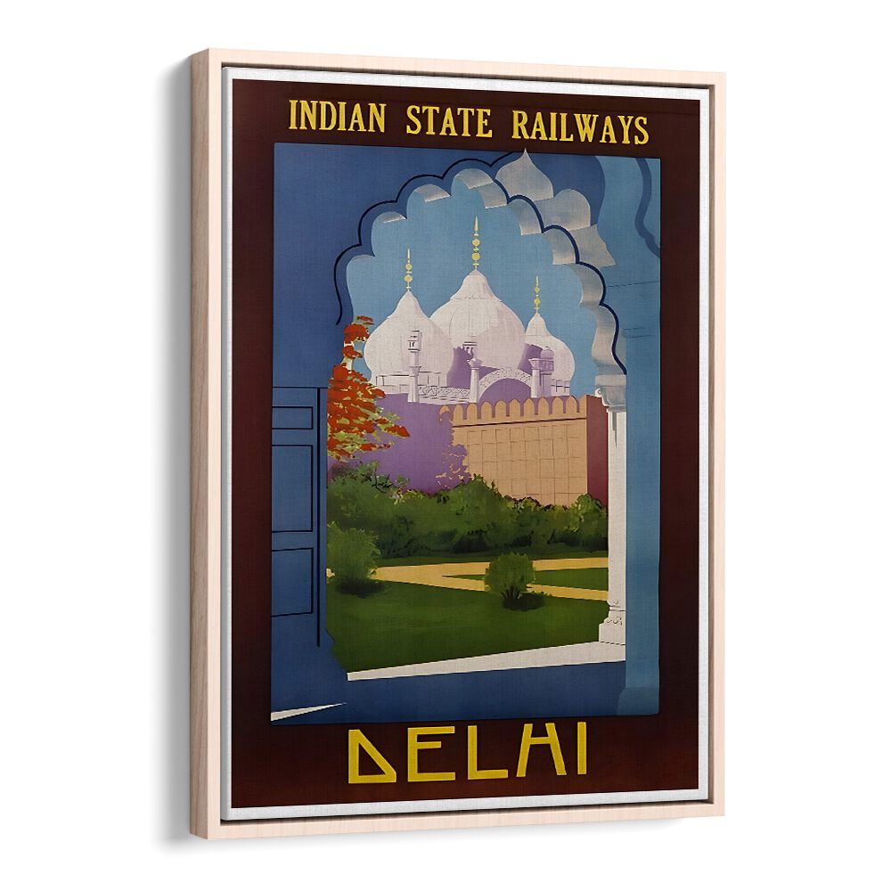 Stylish Indian Railways Vintage Travel Posters featuring Delhi’s iconic architecture, perfect for heritage enthusiasts.