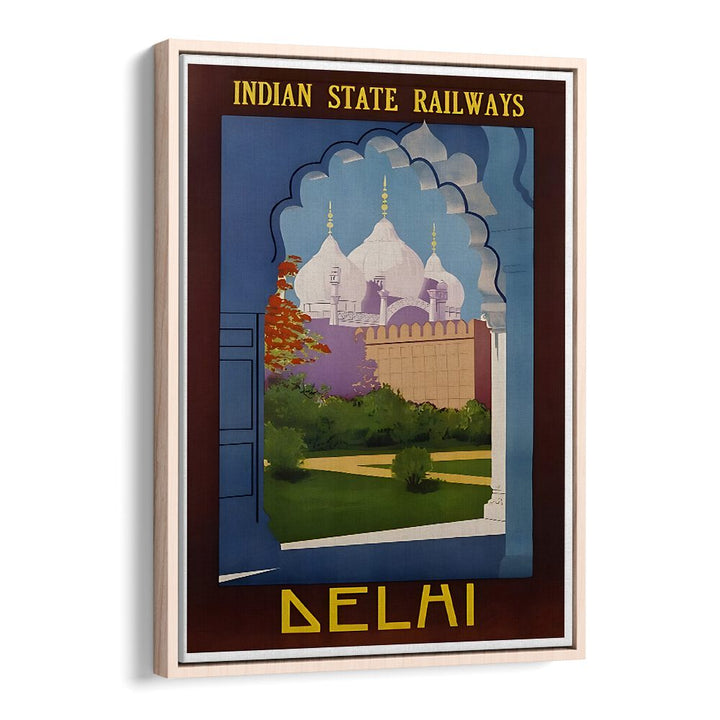Stylish Indian Railways Vintage Travel Posters featuring Delhi’s iconic architecture, perfect for heritage enthusiasts.