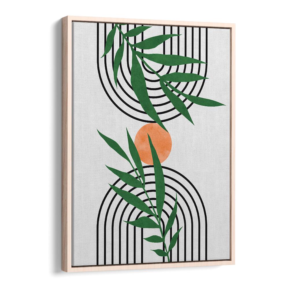 Decorate your space with LEAVES VI, BOHO ART PAINTINGS, featuring vibrant watercolor leaves and geometric design.