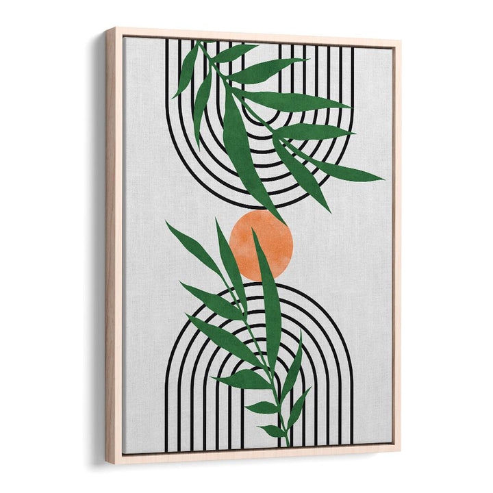 Decorate your space with LEAVES VI, BOHO ART PAINTINGS, featuring vibrant watercolor leaves and geometric design.