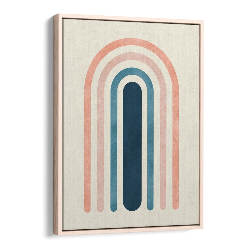 Colorful LINES AND ARCS III, BOHO ART PAINTINGS, showcasing modern design with a stylish frame for any artistic space.