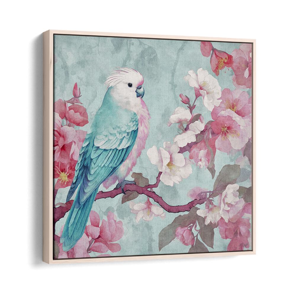 Vibrant SAKURA SPRING BIRD, ANIMAL PAINTINGS by Andrea Haase, showcasing a colorful bird amid blooming flowers.