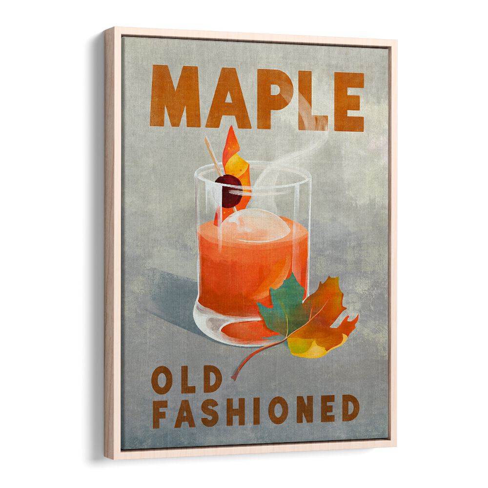 Stylish MAPLE OLD FASHIONED, BAR art poster perfect for enhancing your cocktail space at home or in a café.