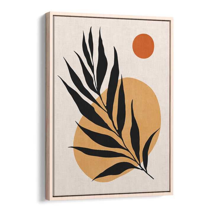 WATERCOLOR VIII, BOHO ART PAINTINGS features elegant leaves against warm circles, perfect for chic home decor.