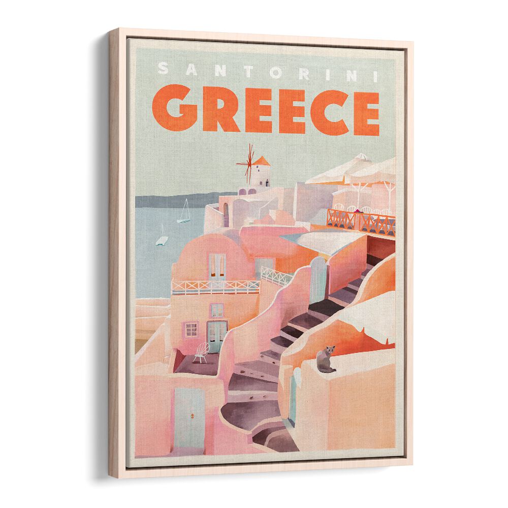 Vintage travel poster showcasing the beauty of Santorini, Greece, perfect for GREECE SANTORINI, TRAVEL POSTERS lovers.