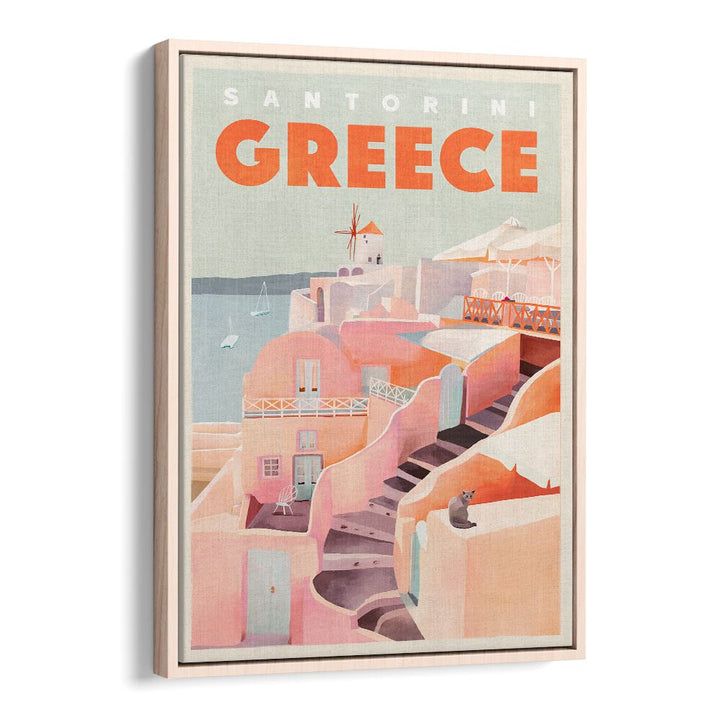 Vintage travel poster showcasing the beauty of Santorini, Greece, perfect for GREECE SANTORINI, TRAVEL POSTERS lovers.