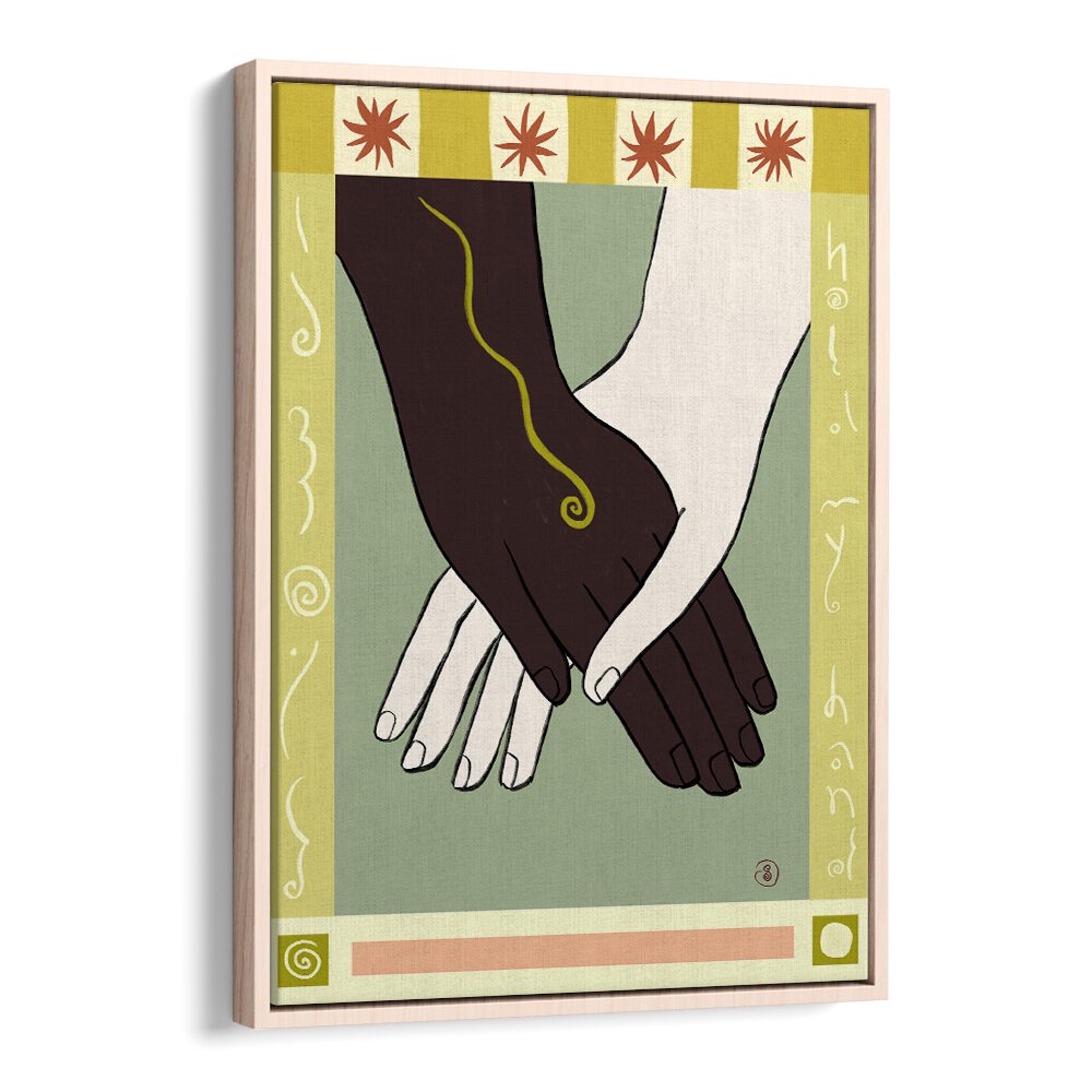 Colorful art print "HOLDING HANDS II, VIBRANT" showcasing unity and connection for any modern space. Perfect for decor.