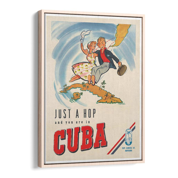 CUBA I, VINTAGE TRAVEL POSTERS showcase a joyful couple, capturing the vibrant essence of Cuba's culture and travel allure.