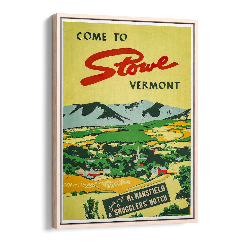 Vermont Vintage Travel Posters showcase Stowe's scenic beauty, perfect for home decor or office inspiration.