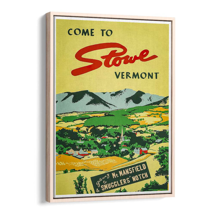 Vermont Vintage Travel Posters showcase Stowe's scenic beauty, perfect for home decor or office inspiration.