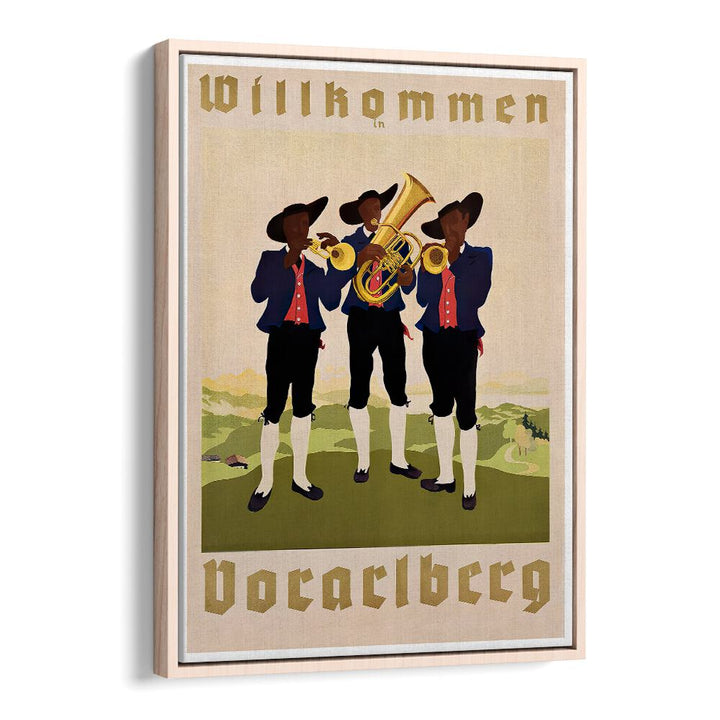 Welcome guests with WILLHOMMEN, VINTAGE TRAVEL POSTERS showcasing vibrant musicians and classic destinations.