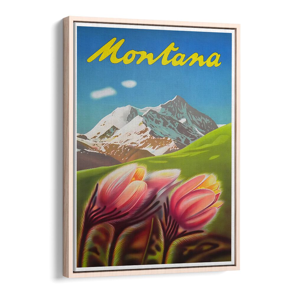 Colorful MONTANA Vintage Travel Posters showcase stunning landscapes and vibrant flowers, adding artistic flair to your space.