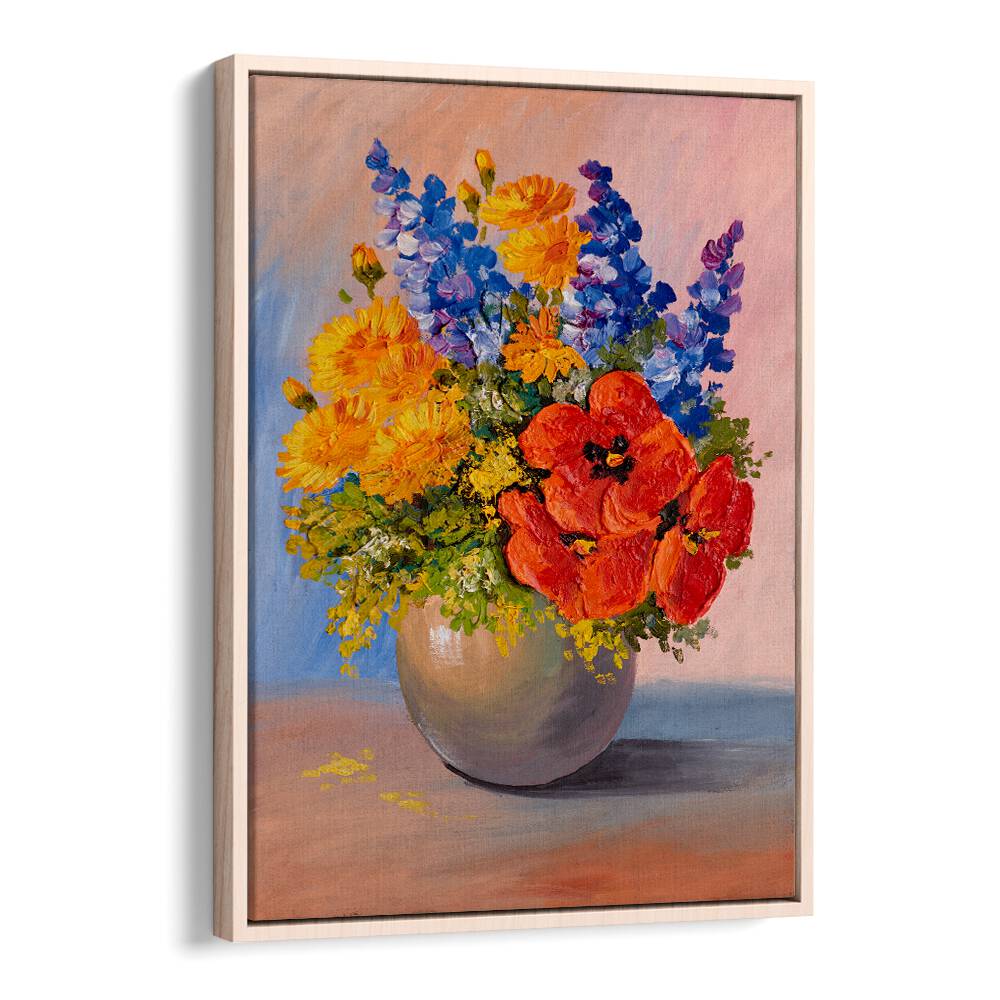 Vibrant floral arrangement in a vase, showcasing FIELDS OF FIRE, VINTAGE EUROPEAN PAINTINGS artistry. Perfect for decor.