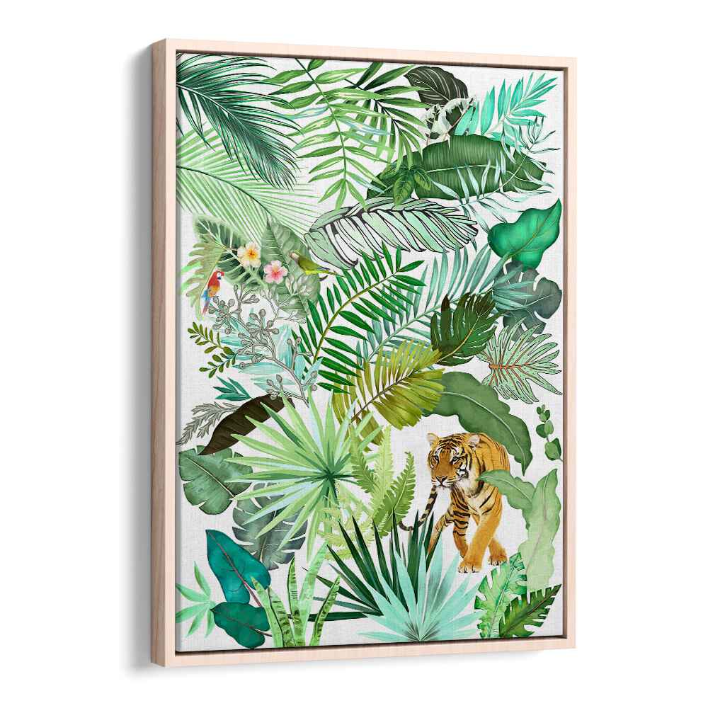 JUNGLE TIGER IV , FLORAL FLOWER PAINTINGS
