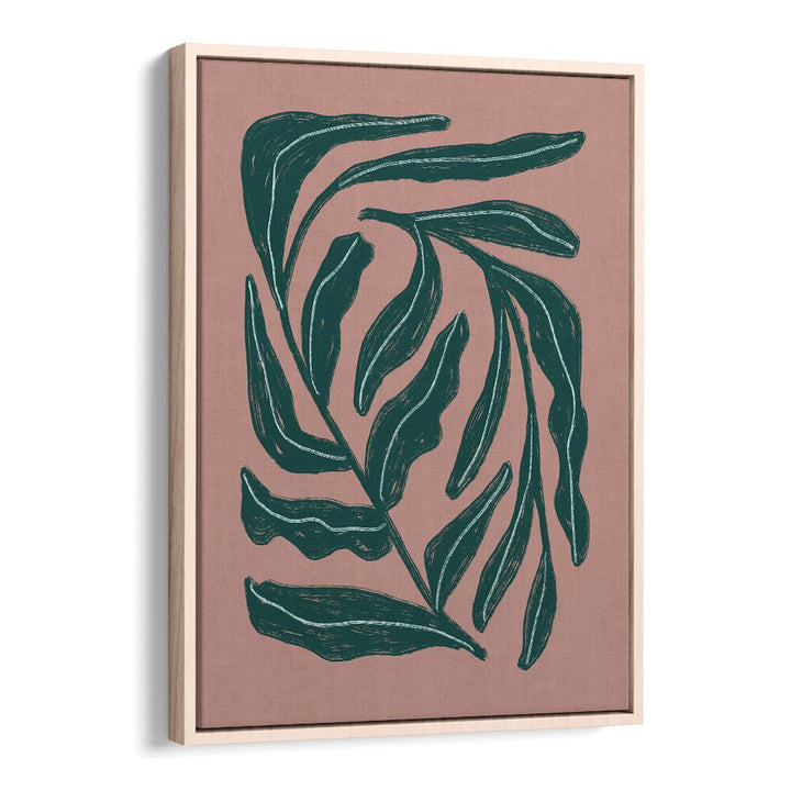 Elegant GREEN LEAVES, FLORAL FLOWER PAINTINGS on a soft pink background, perfect for enhancing any space.